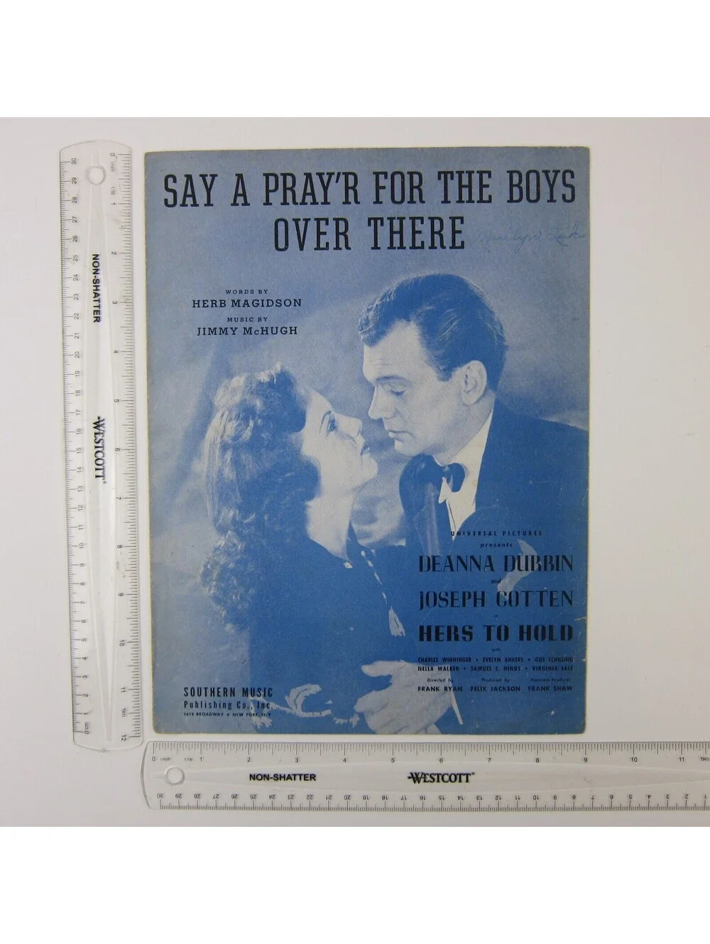 Sheet Music Say A Prayer For The Boys Over There Deanna Durbin Vintage 1943